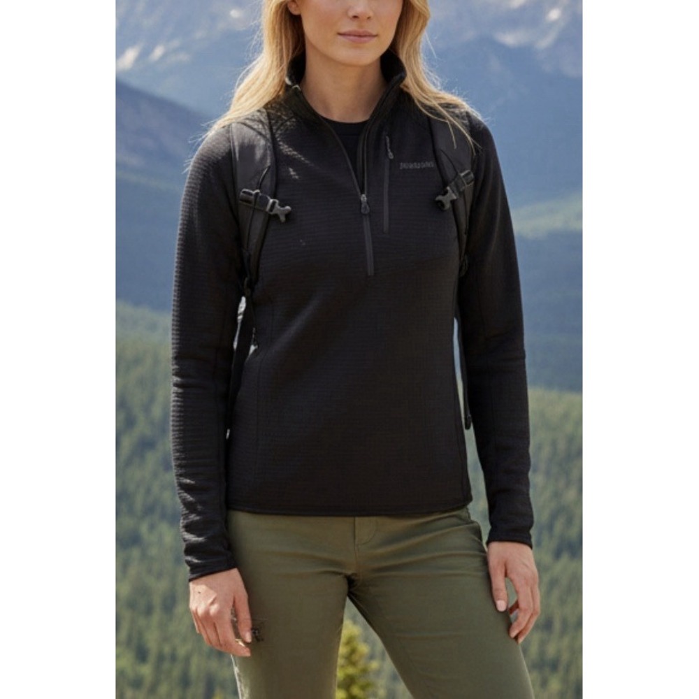 Patagonia R1 Fleece Pullover Womens XS Black 1/4 Zip Polartec Grid Gorpcore